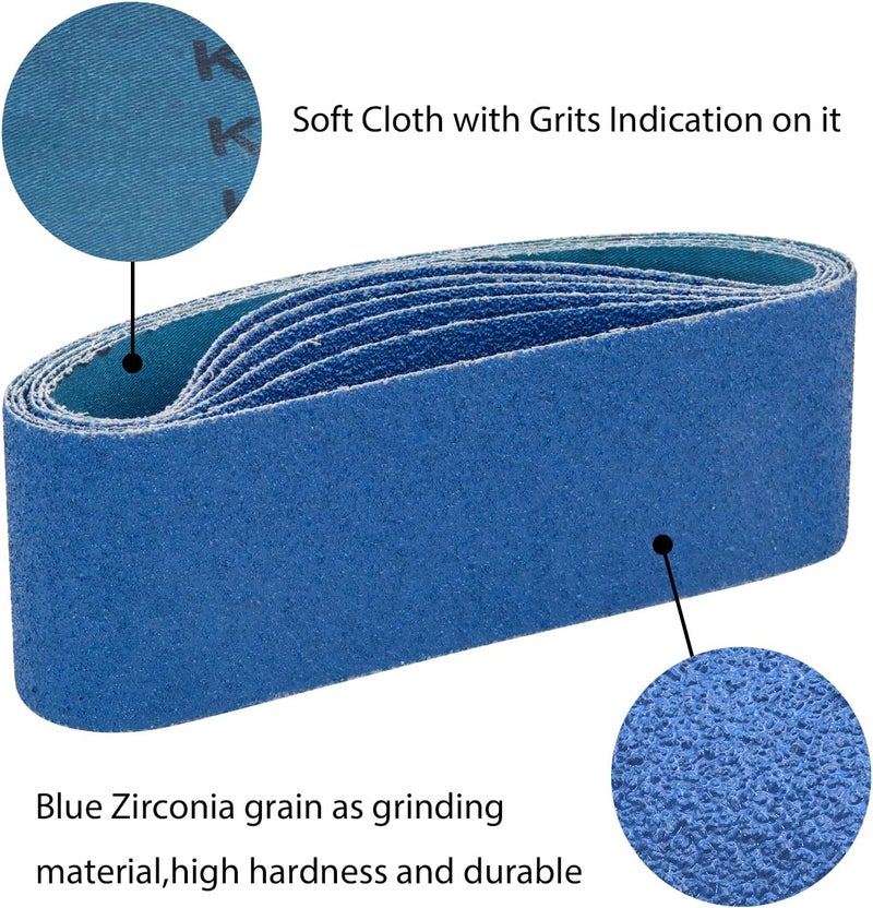 SHUTTLE GENIUS 3 x 18 Zirconia Sanding Belts,36 Grit 3x18 Inch Sanding Belt, 3x18 Belt Sander Sanding Belts for Metal Polishing, Woodworking,6 Pack(3x18in,36 Grit) - Image 4